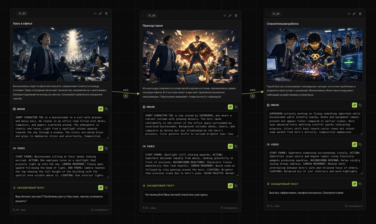 Пример сториборда ToVideo